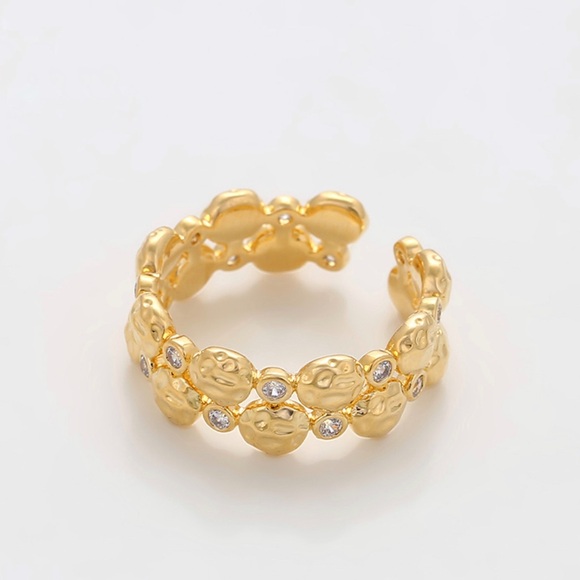 Adjustable Gold Ring 14k Gold Plated Luxury Jewelry - Picture 5 of 8